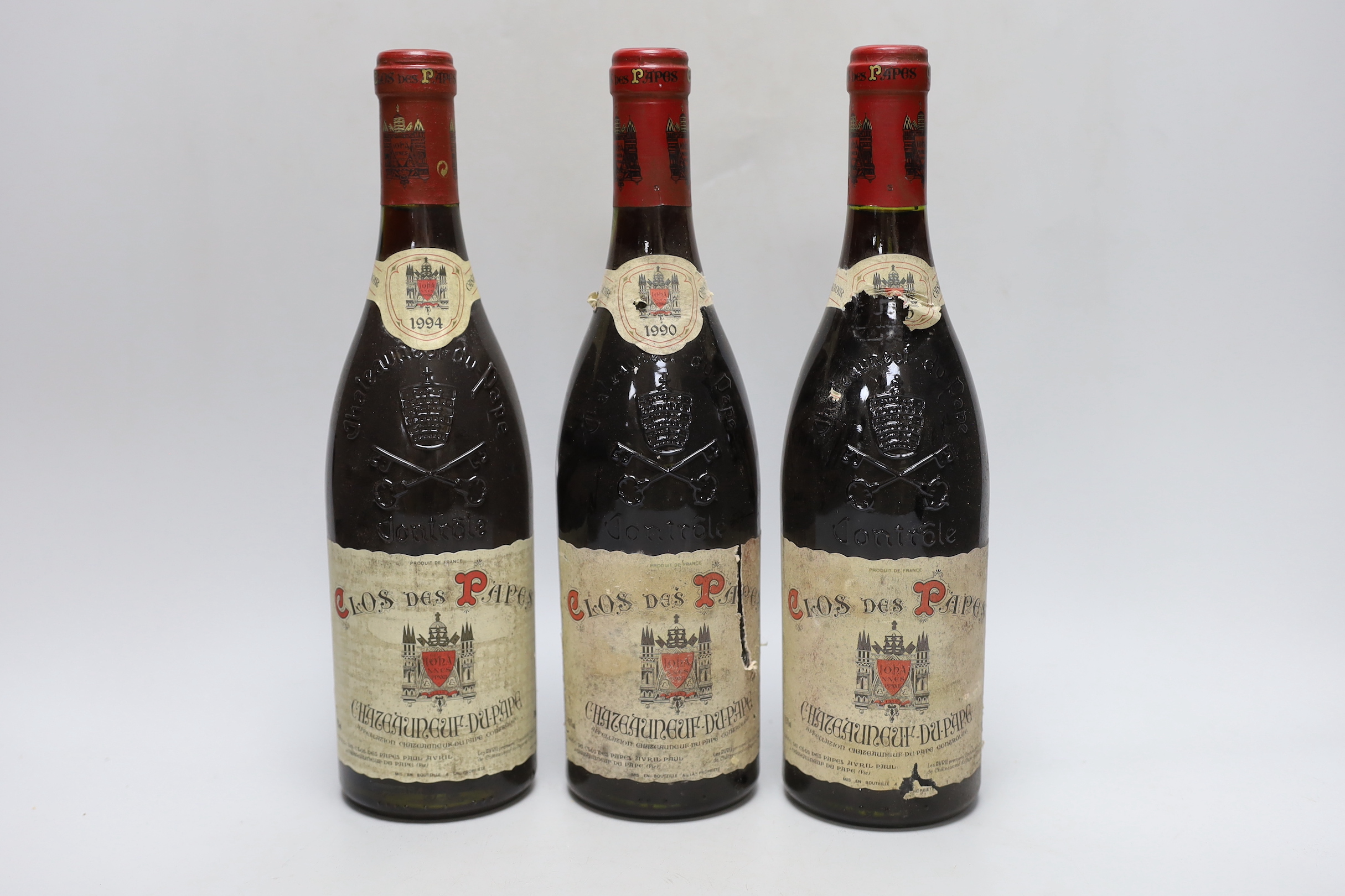 Three bottles of 75cl Clos des Papes Chateau Neuf Du Pape